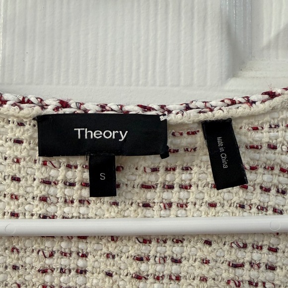 THEORY Galinne Speckle Boucle Knit Open Front Cardigan Sweater Cream Multi Small - Picture 3 of 6